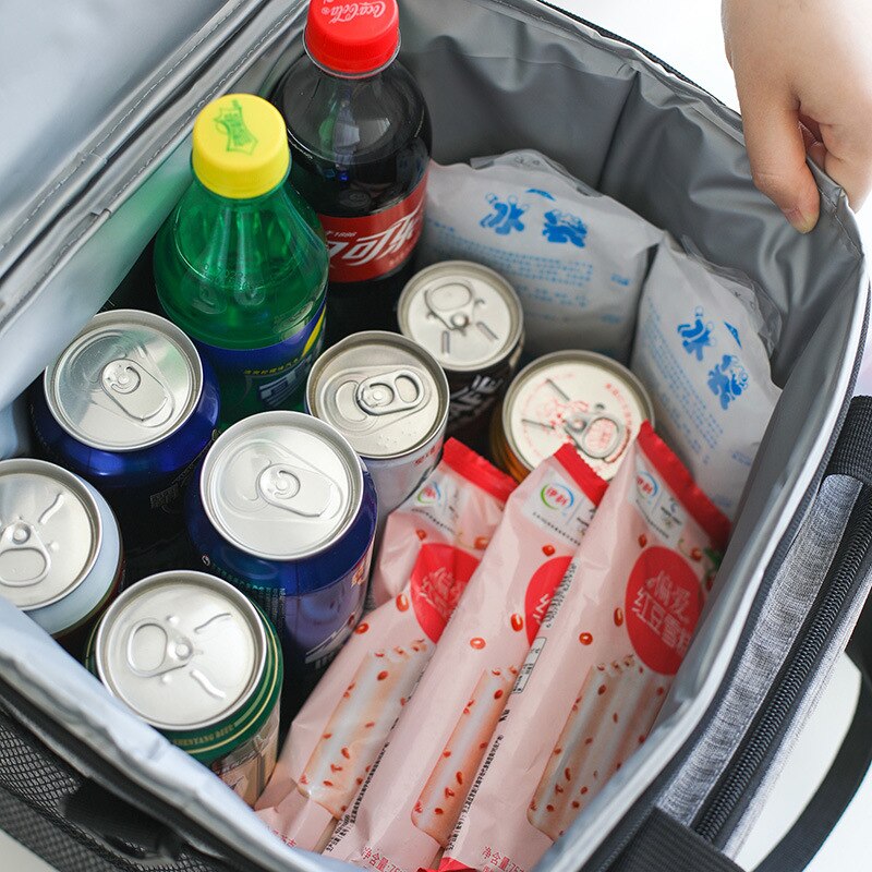 Portable Thermal Cooler Bag Picnic Food Beverage Drink Fresh Keeping Organizer Insulated Lunch Box Zipper Tote Accessories Case