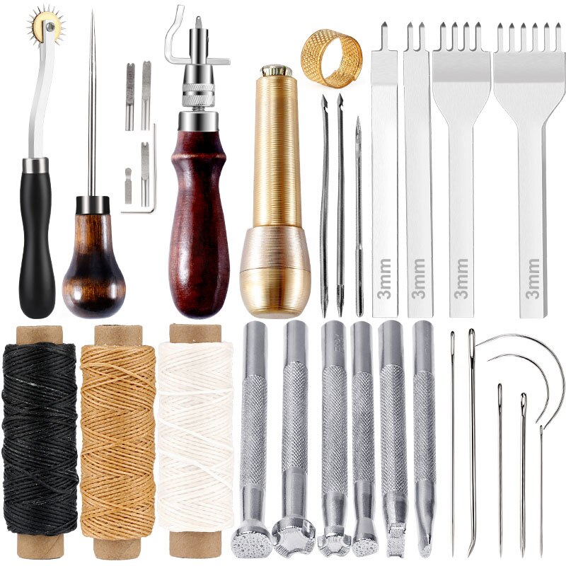 KAOBUY-Kit de herramientas profesionales para artesanía de cuero, accesorios para costura a mano, punzón, tallado, trabajo, sillín, herramienta de bricolaje: type  4
