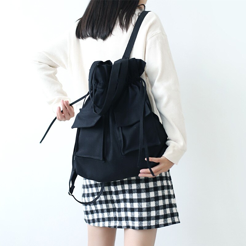 Damesrugzak waterdicht nylon zachte handgreep stevige multi-pocket reistas met rits schooltas: Zwart