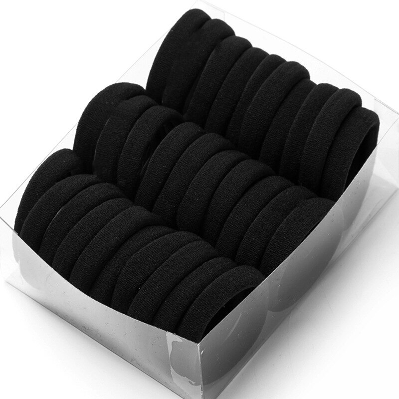 30 Uds diámetro 4cm cuerda de goma Gomilla elástica, bandas elásticas para cabello mujer chica tocado gomas para atar el pelo coleta titulares Accesorios: black 30 root
