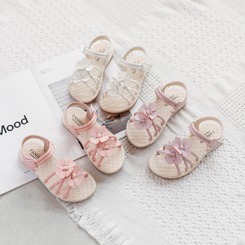 Zomermeisjessandalen, instappers met bloemen, prinsessenfeestschoenen voor meisjes, maat 26-30, peuterschoenen voor meisjes