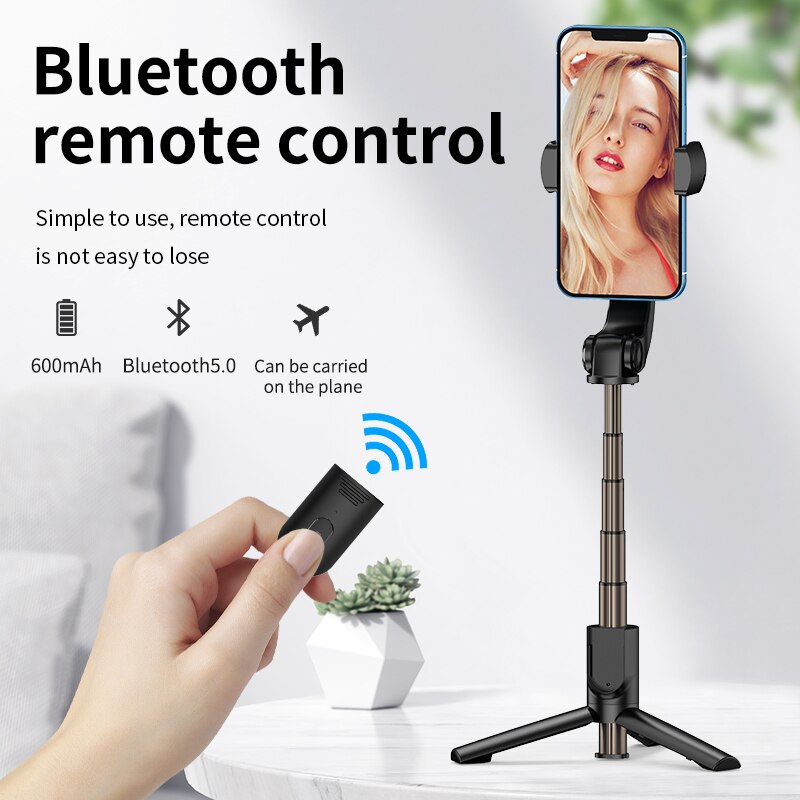 Smartphone Handheld Gimbal Stabilizers Selfie Stick Tripod Anti-Shake Wireless Bluetooth Remote Control Extendable Foldable