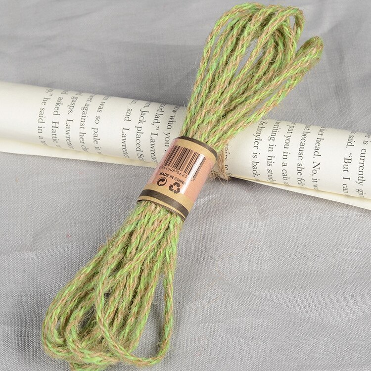 10 Meters Natural Burlap Jute Double Color Twine Cord Hemp Rope Party Wedding Wrapping Cords Thread DIY Home Craft Decor: Green