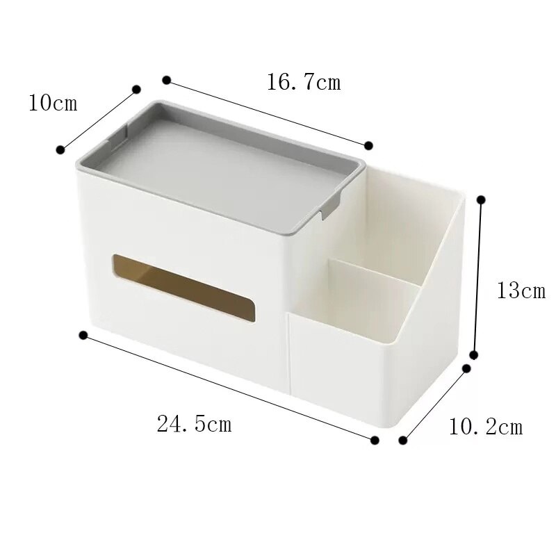 Huis Keuken Tissue Doos Houten Plastic Servet Houders Multifunctionele Tissue Buis Cosmetische Afstandsbediening Opbergdoos: Grey Cover