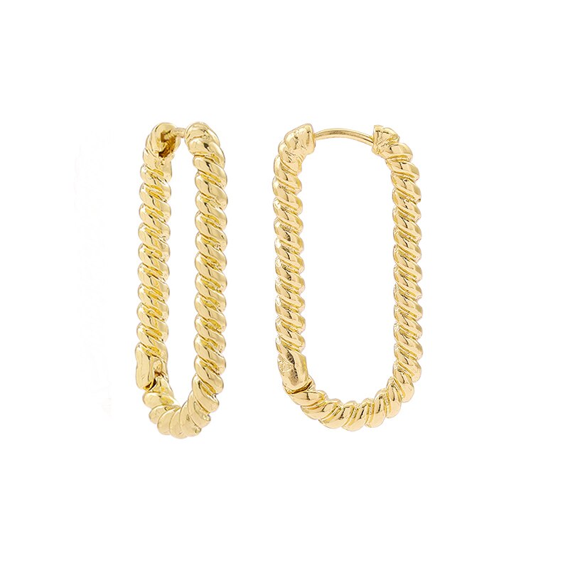 Boucles d'oreilles géométriques en forme de U pour femmes, créoles dorées créatives en cuivre épais martelé irrégulier, de fête, 2022: 21403