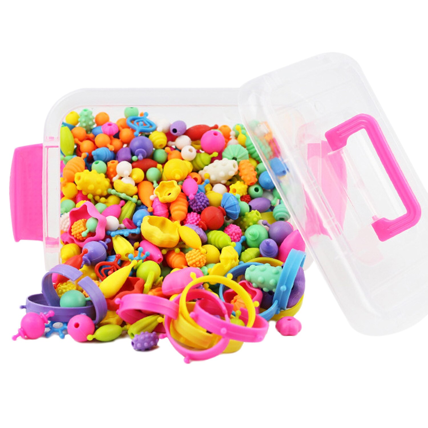 485 stk børn pigefarver plast pop snapperler legetøj kreativ kunst og håndværk gør det selv-bære perle smykker armbånd uden snorlegetøj