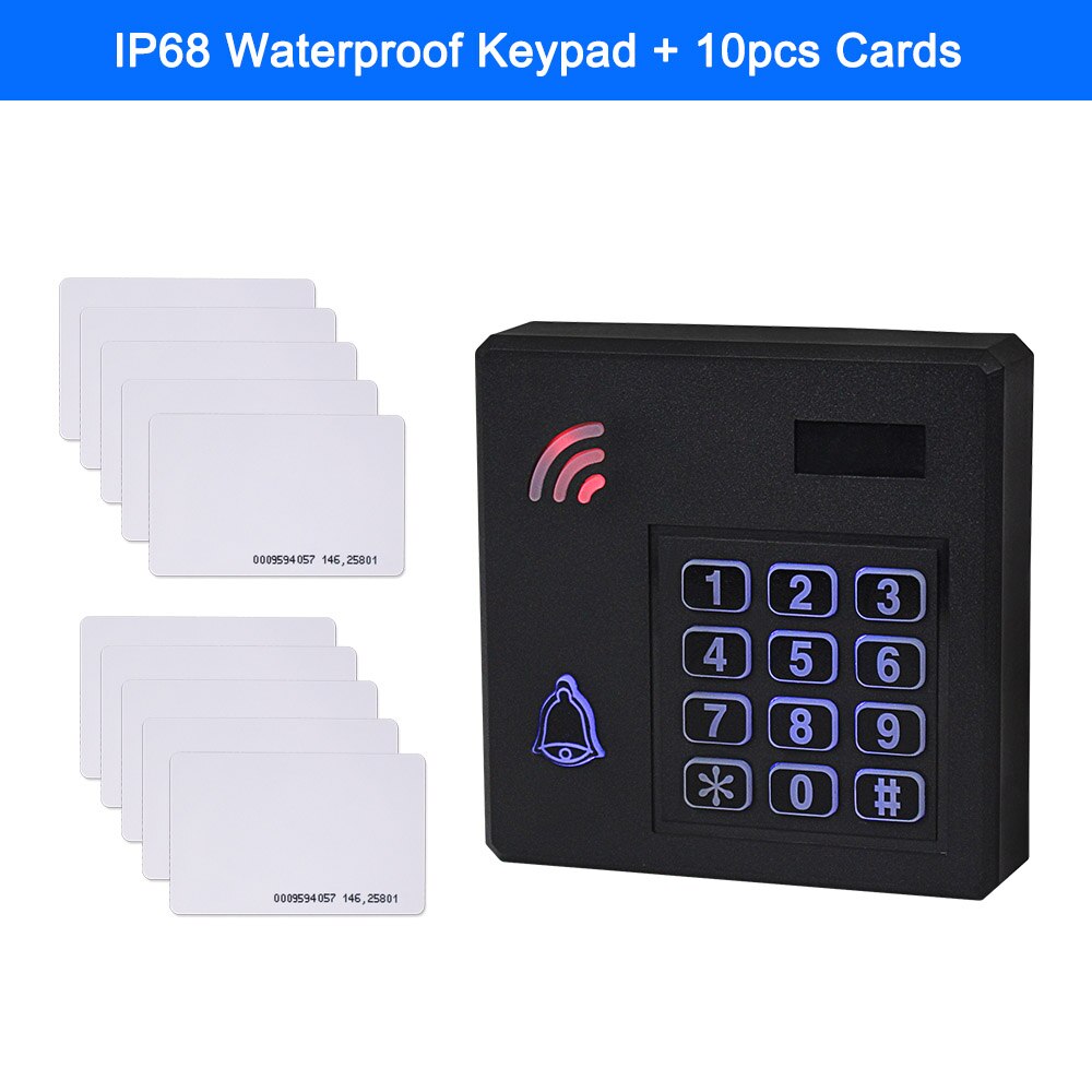 IP68 Waterproof Access Control System Outdoor RFID Keypad WG26 Access Controller Keyboard Rainproof 10 EM4100 Keyfobs for Home: Keypad with 10 Cards
