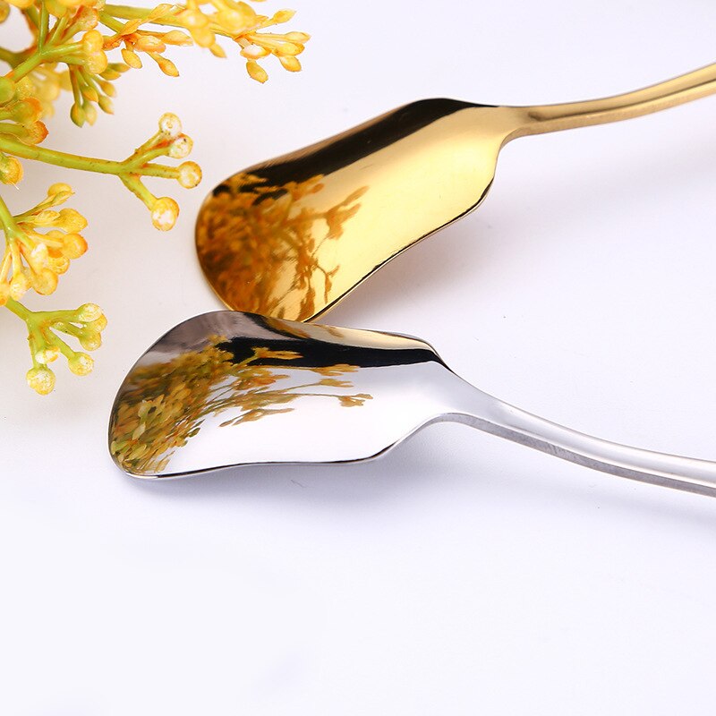 Ice Cream Spoon Stainless Steel Spoon Square Spoon Ladle Gold Dessert Spoon Utensils Stirring Spoon Spoon Tableware