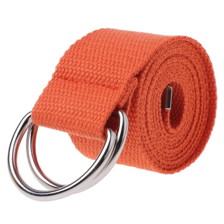 Teenager drenge piger studerende dobbelt ring spænde talje bælte lærred solid farve 62ke: Orange