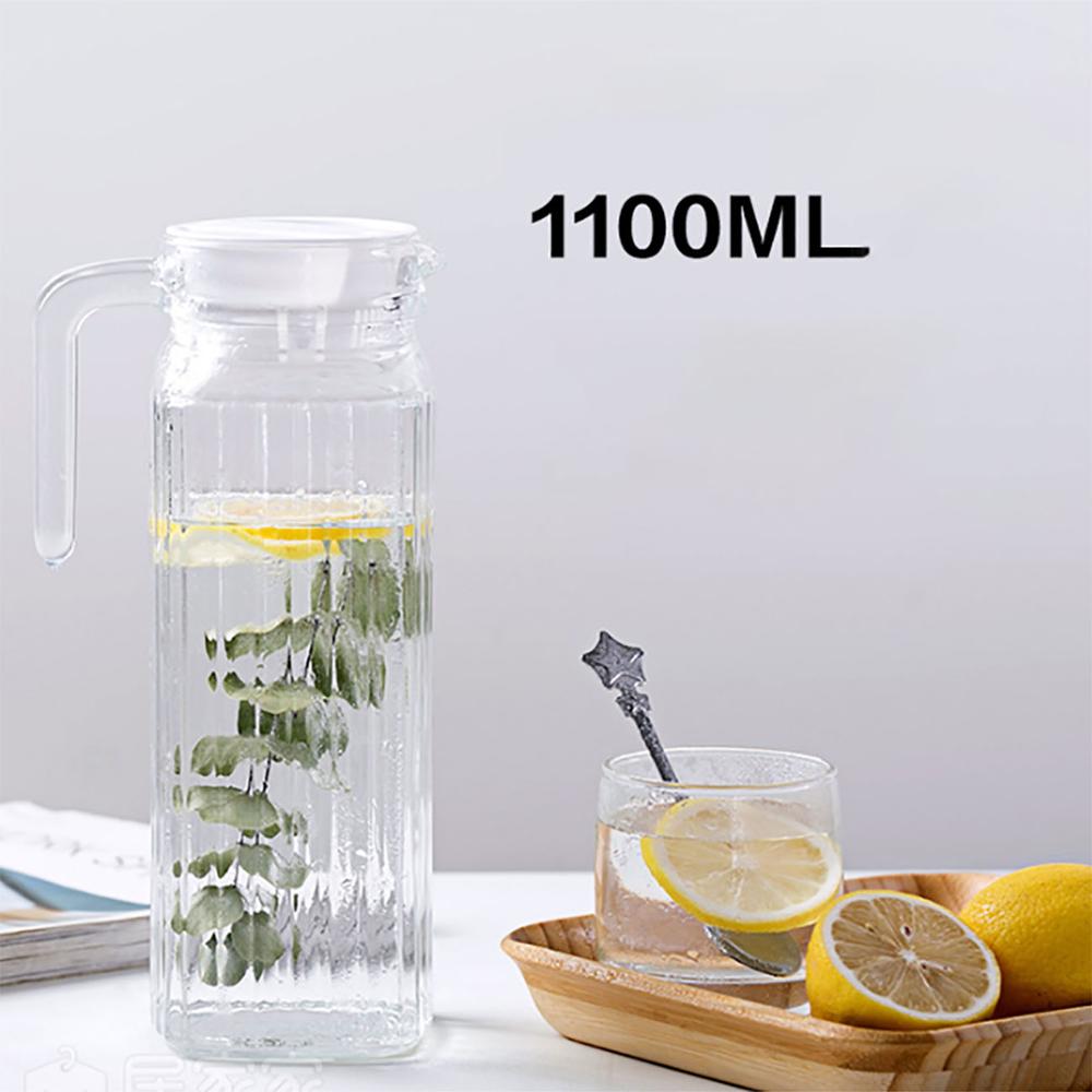 1100ML Glass Water Bottle Jar Kettle Transparent Large Capacity Heat Resistant Water Pot with Handle Water Pitcher