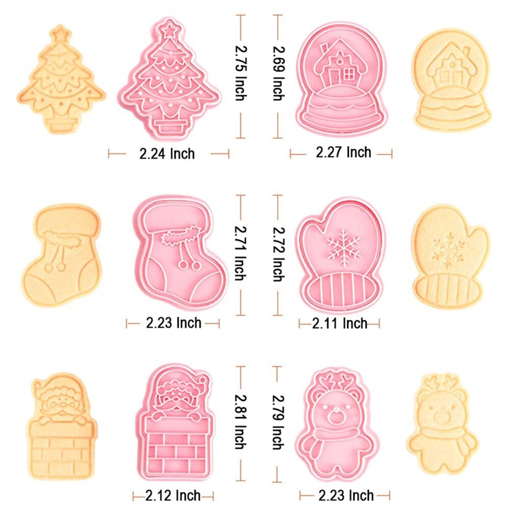 Kerst Cookie Cutters Stamper Set Plastic Mini Biscuit Cutter Mold Voor Bakken 3D Fondant Postzegels Cake Decoratie Levert Gereedschap