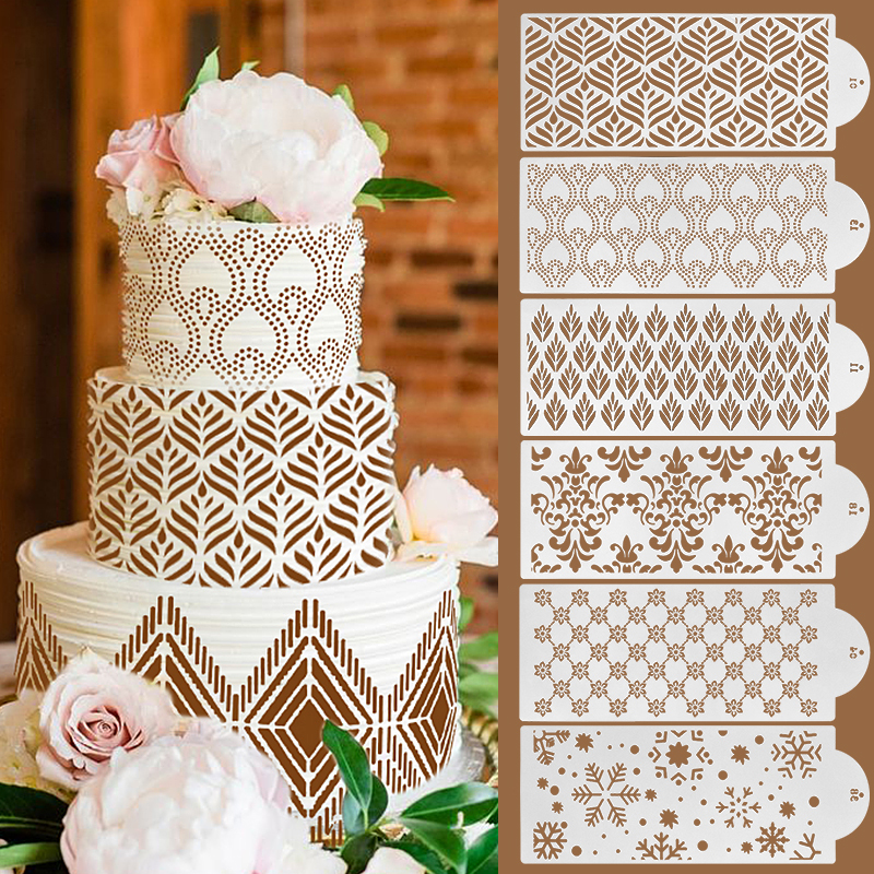 Fondant Cake Mesh Stamps Stencils Embossing for Decorating Tool Plastic Spray Mold Wedding Cookies Chocolate Drawing Painting