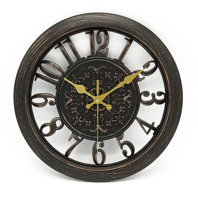 JX-LCLYL PVC Vintage Silent Quartz Rustic Wall Clock Retro Style Shabby Chic Steampunk: Black