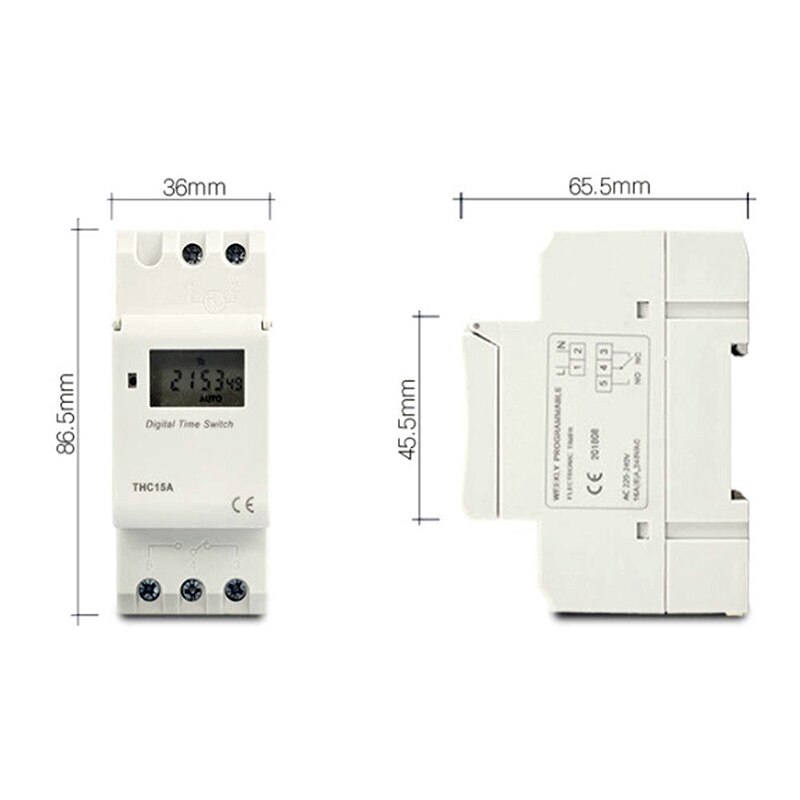 THC15A Digital Timer Switch Relay Control LCD DIN Programmable Street Lamp Billboard Power Supply Timer WITHOUT Waterproof Box