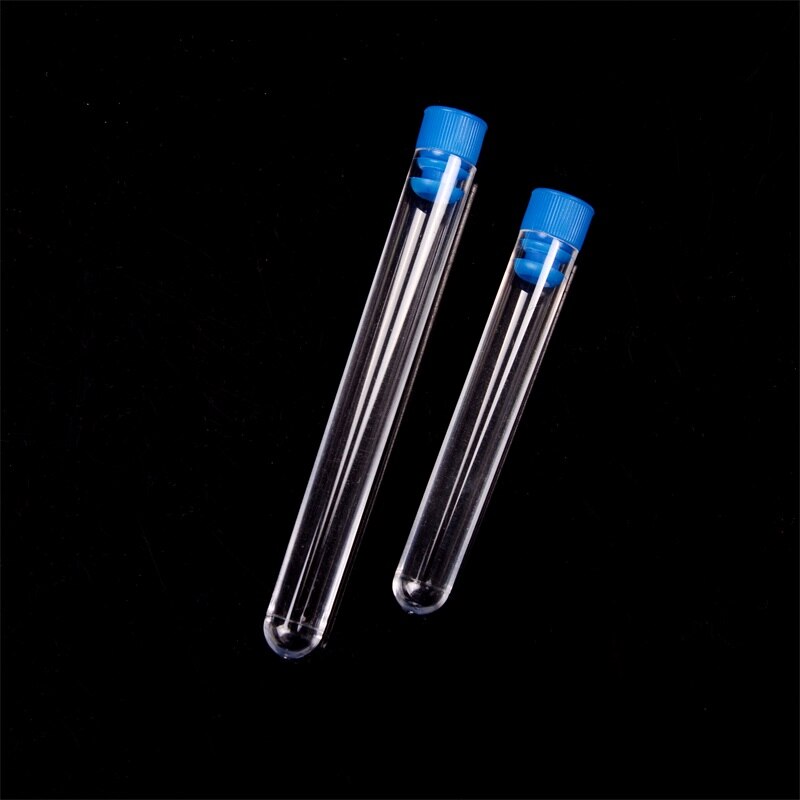Flaskor försegling kapsyler pack behållare för kontor skola kemi tillbehör 10 st 12*75mm kemi plast provrör: 12 x 75