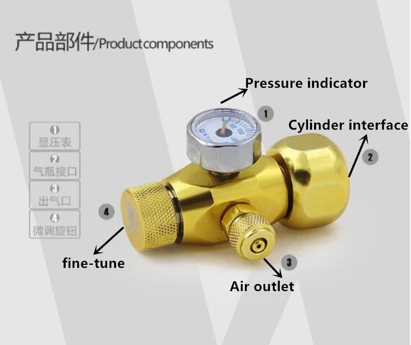 Mini nano aquarium CO2 Regulator JIS m22-14 W21.8 CGA320 interface check valve bubble counter