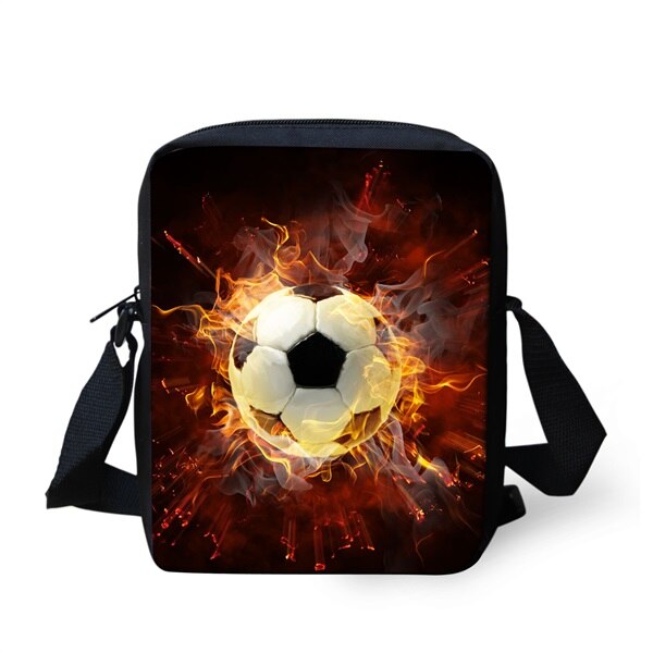 Instantarts cool 3d fire and ice voetbalprint jongens meisjes schooltassen kleuterschool student mini boekentas kinderen messenger bag: H395e