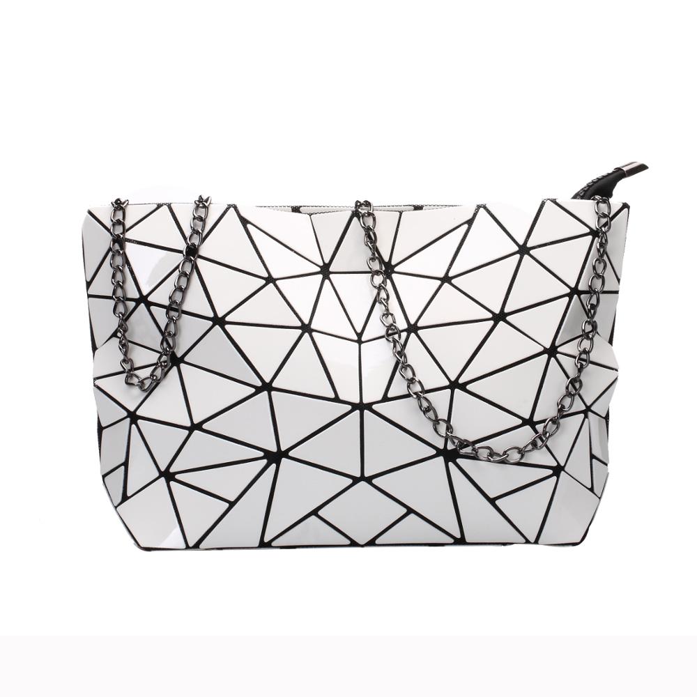 Vrouwen Keten Schoudertas Sac A Main Tas Mode Geometrische Messenger Bags Vlakte Vouwen Crossbody Tassen Clutch Avondtasje Bolso: white