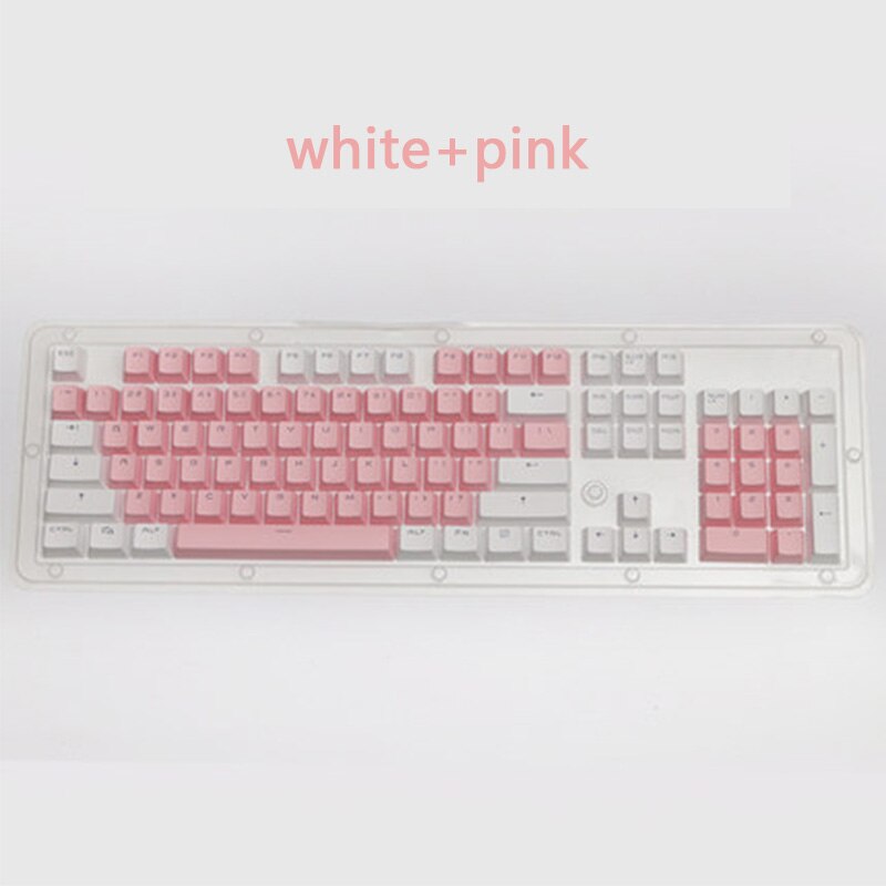 PBT Translucent Backlight Keycaps 104 Keys Mechanical Keyboard Key Cap Double Shot Key Cap For Cherry MX: white pink