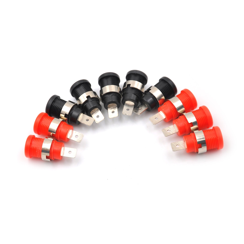 10Pcs Brass 4mm Banana Female Jack Chassis Panel Mount Socket Connector for Non-Shrouded Banana Plugs