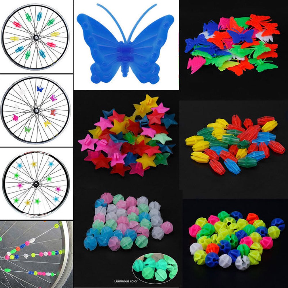 36 stk plast sykkelhjul eiker perler / stjerner barn sykkel sykkel dekorer