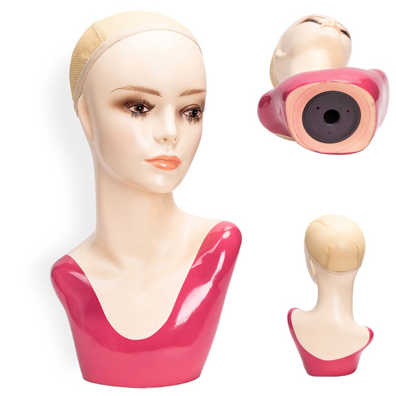 Cabeza de maniquí peluca para mujer, cabeza de maniquí, soporte para pelucas, cabeza de peluca con hombro, cabeza de peluquería, extensión de cabello