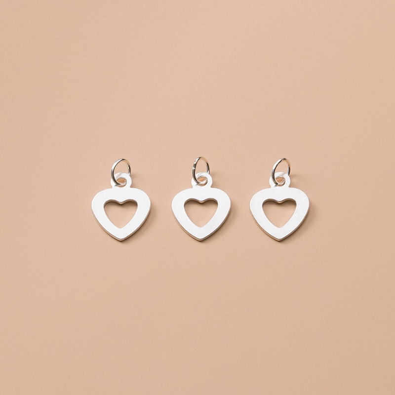 2 uds. De colgante de corazón de plata de ley 925 para mujer, colgante de corazón completo de plata S925, collar de lujo para mujer, accesorios de joyería DIY