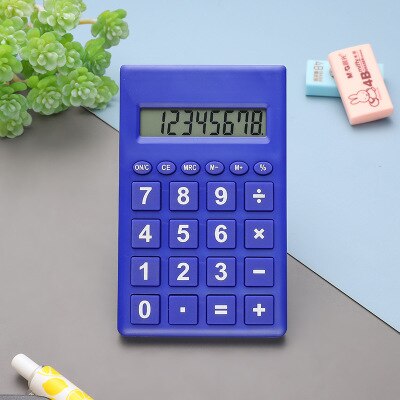 Cartoon Mini Calculator 8 Digits Display Dual Power Supply Cute Candy Color Calculadora Solar Hesap Calculatrice: Blue