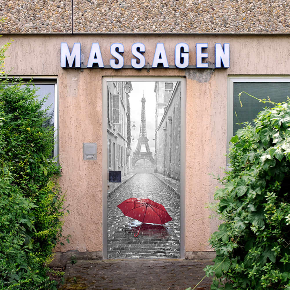 Modern 3D Door Sticker Wall Decal Mural Wallpaper Eiffel Tower Peel and Stick Vinyl Door Mural for Home Decor Removable