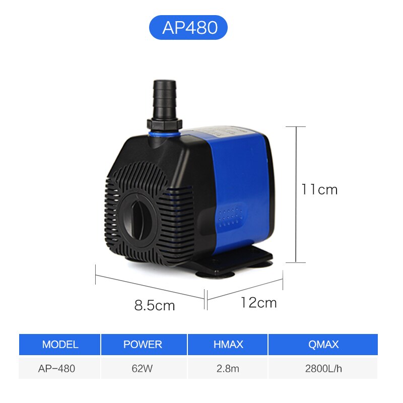 JEBO Adjustable Flow Water Pump For Aquarium Fish Tank Aquarium Pump Submersible Pump High Power 5/9/19/26/62/65w: AP-480 62W / AU Plug