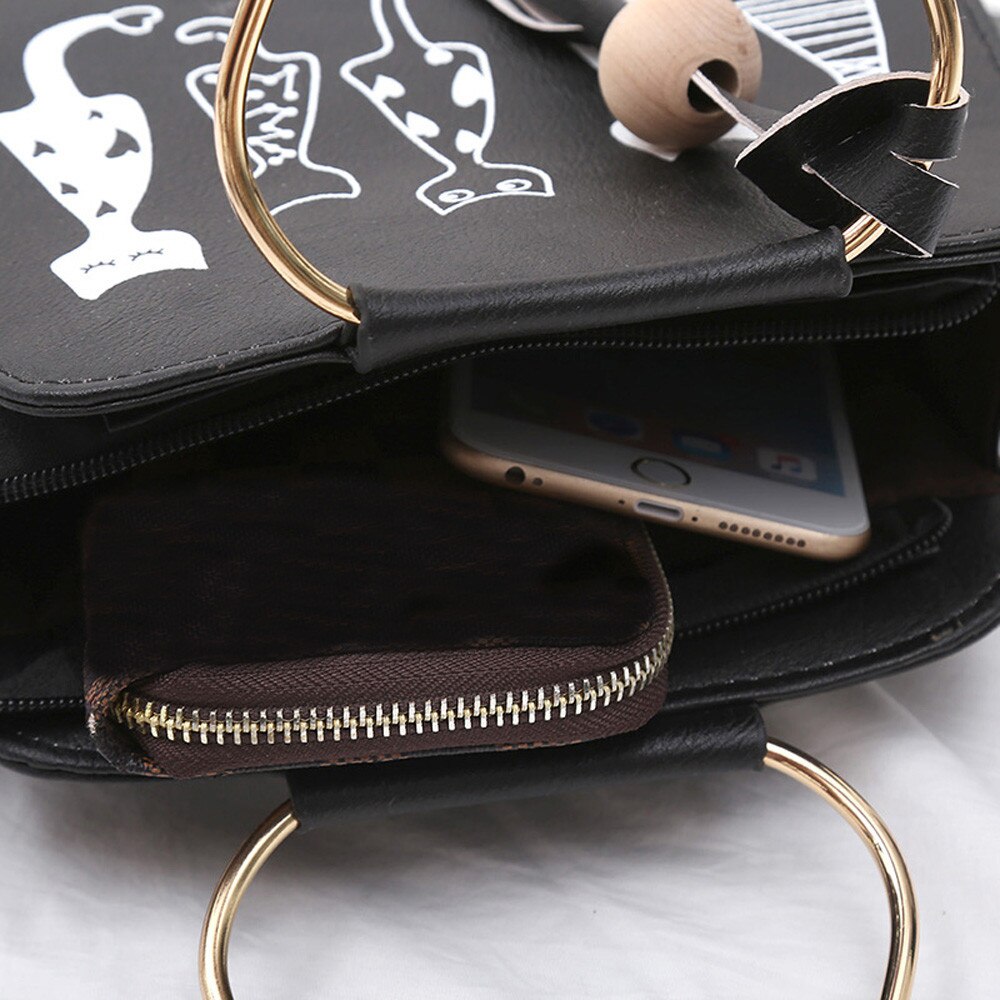 Animal Messenger Bag Women Handbags Cat Rabbit Patter Pattern Shoulder Crossbody Bag Luxury Handbags Women Bags #NG