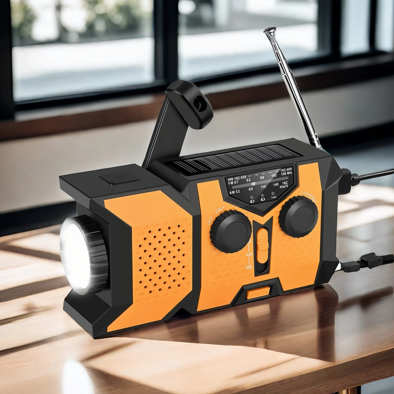 Hand Crank Solar Radio with LED Flashlight, AM/FM/NOAA Weather Radio, 2000mAh Power Bank for Emergency Phone Charging