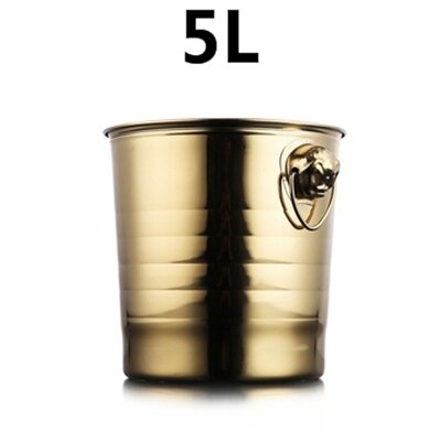 3l/5l/7l tigerhuvud i rostfritt stål ishink vin champagne vinkylare flaska kylare champagne öl kylare isfat: Guld 5l