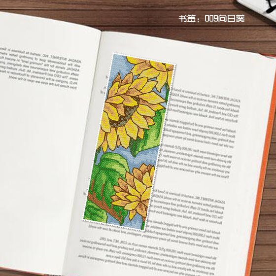 DIY Craft Stich Cross Stitch Bookmark Sunflower Plastic Fabric Needlework Embroidery Crafts Counted Cross-Stitching Kit: White