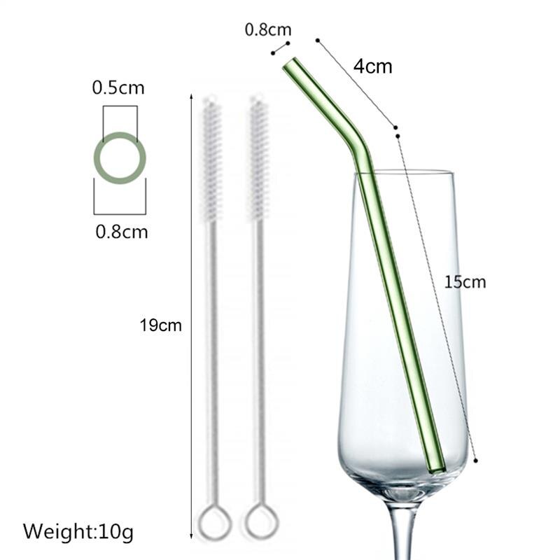 10pcs/Set Glass Straw Reusable Glass Drinking Straws with Brush Eco Friendly Glass Straws for Smoothies Cocktails