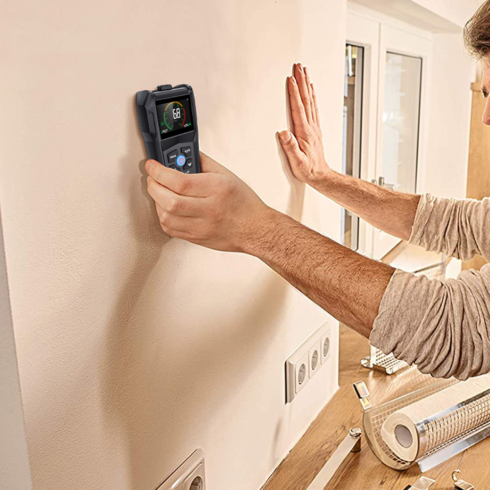 MESTEK Digital Wood Moisture Humidity Meter Non-destructive Inductive Wood Moisture Meter Temperature Humidity Detection