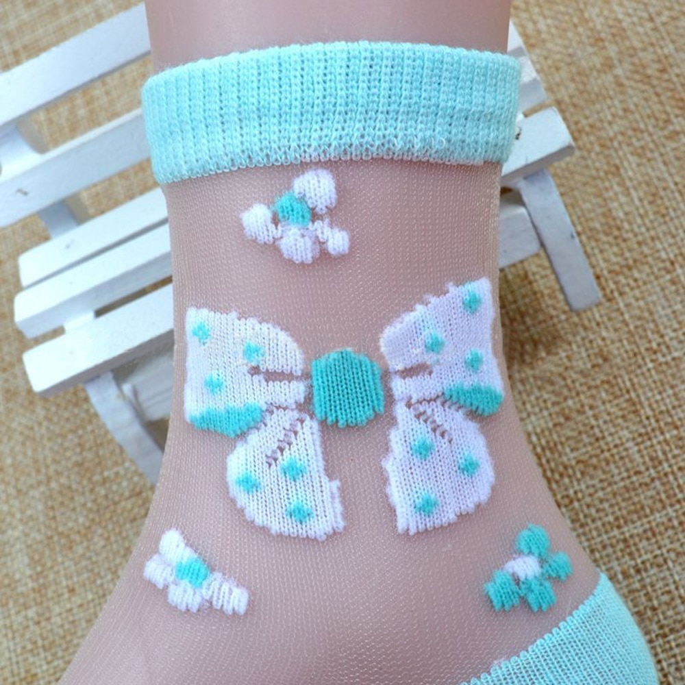 Chaussettes d&#39;été en soie pour filles de 0 à 11 ans, 4 paires, en dentelle, papillon, fraise, fleurs, 2022