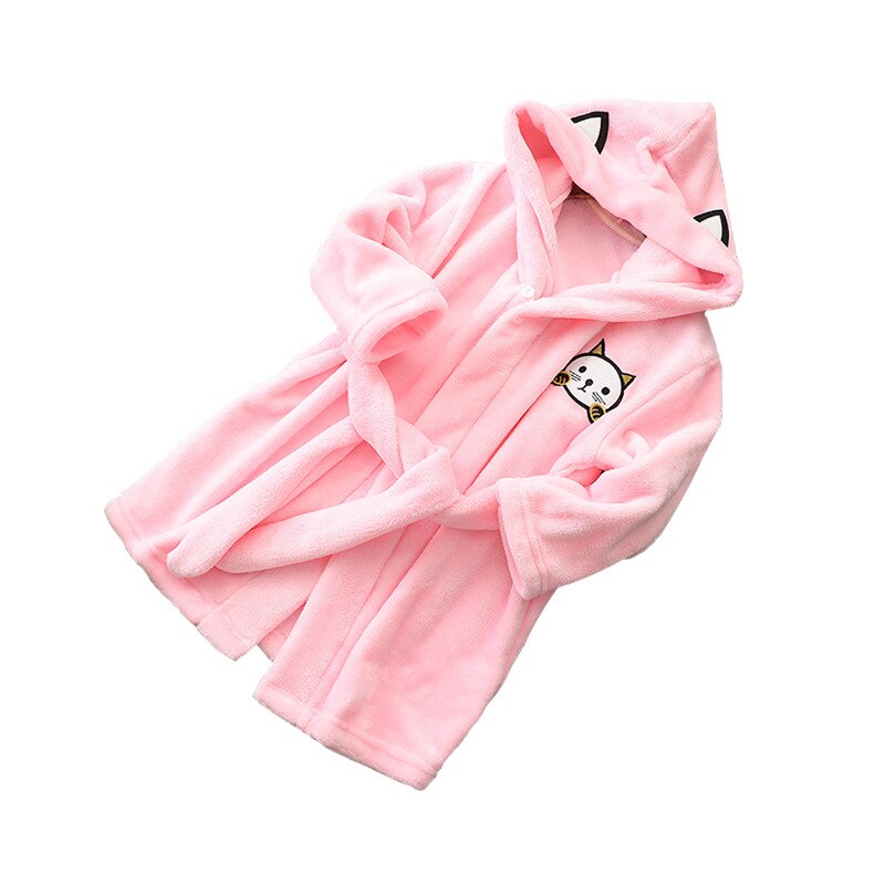 Girls autumn and winter cute cartoon pajamas home service girls nightdress nightgown girl baby lace hooded warm pajamas