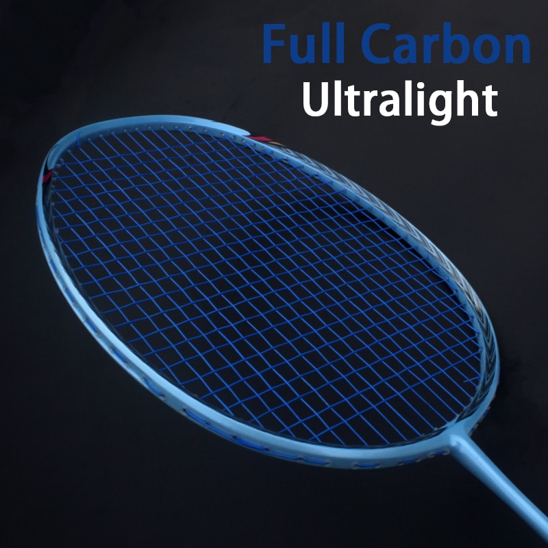 Ultralight 5U Carbon Fiber Badminton Racket Met String Tassen Raquette Geregen Padel Racket Z Speed Force Professionele Rackets: Blauw