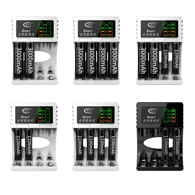 1 Pc 4 Slots Battery Charger Smart Oplaadbare Batterij Opladers 2 Kleuren Voor Aa/Aaa Ni-Mh/Ni-cd Oplaadbare Intelligente Batterij