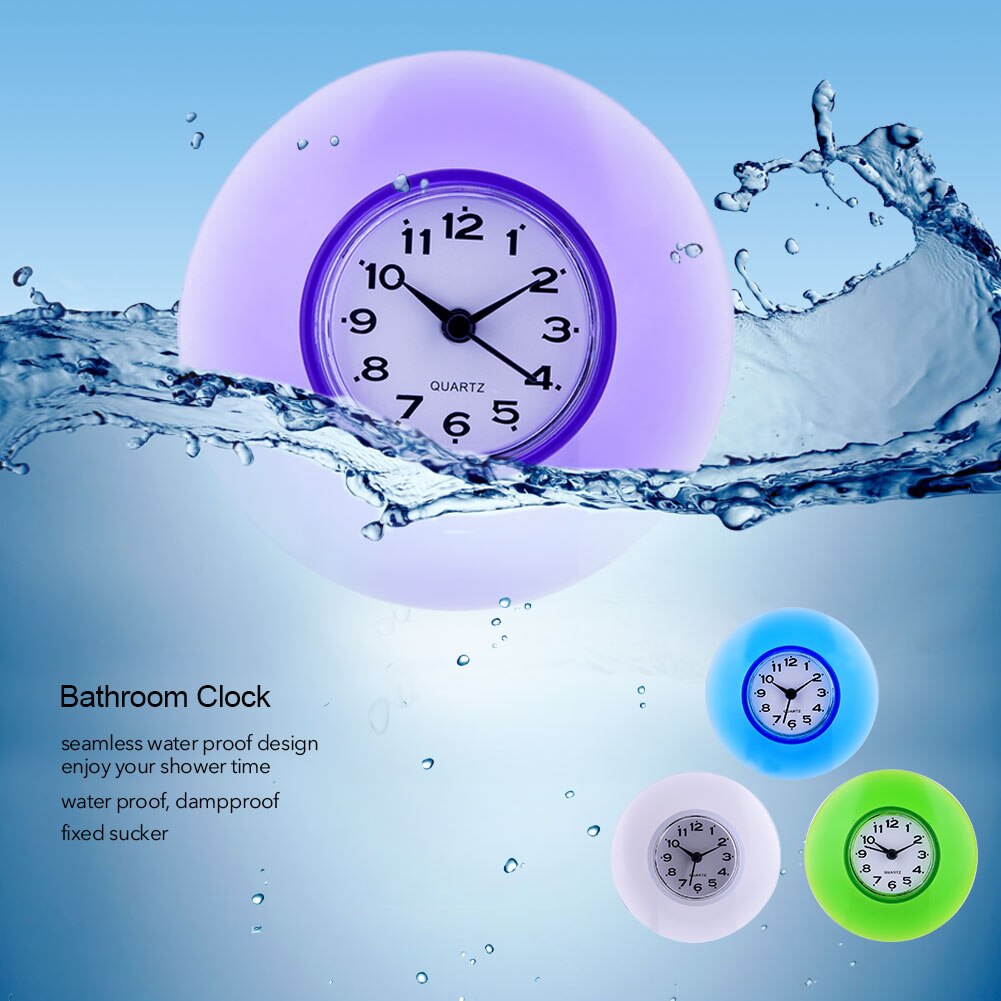 Salle de bain cuisine miroir ventouse horloge murale douche étanche Quartz horloges décoration