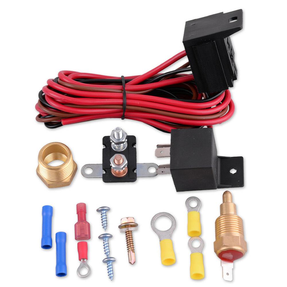 Car Electric Engine Fan Thermostat Temperature Relay Switch Sensor Kit: Default Title