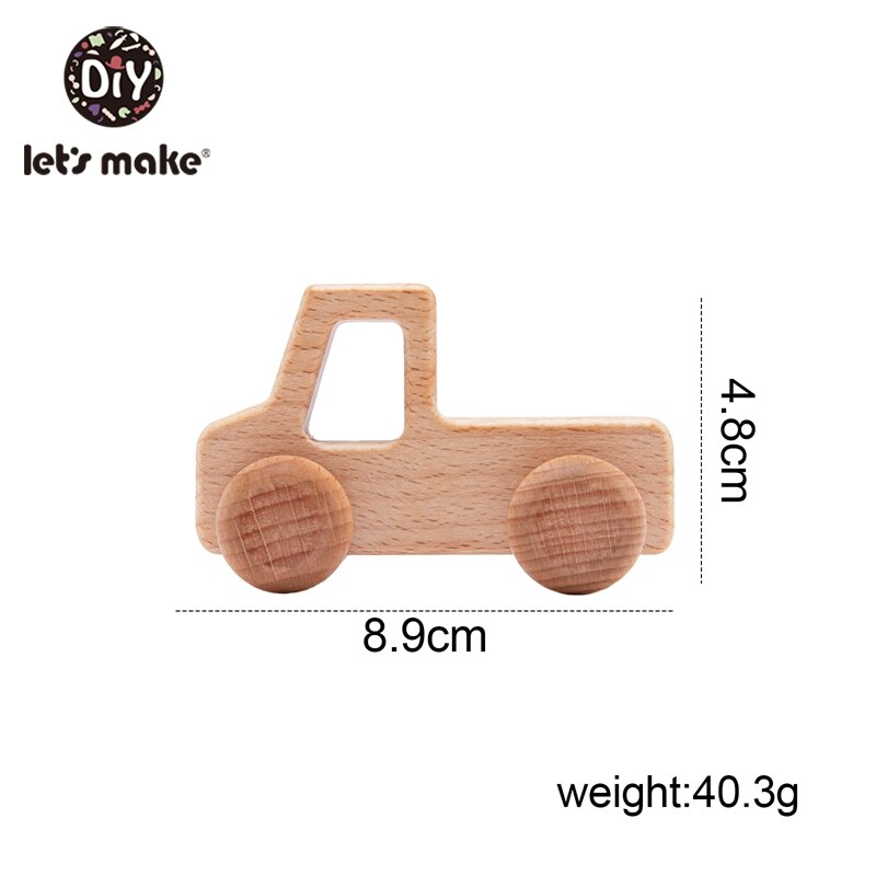 Let's Make 1Pc Leopard Car Wooden Teether Animal Car Ecofriendly Baby Crib Toy Wooden Baby Accessories Wooden Teether Toys: 3