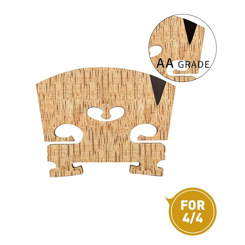 Violin Bridge 4/4: Finer Grade Solid Maple Violin Bridge, Pre-Cut &amp; Pre-Fitted to Fit Most 4/4 Violins