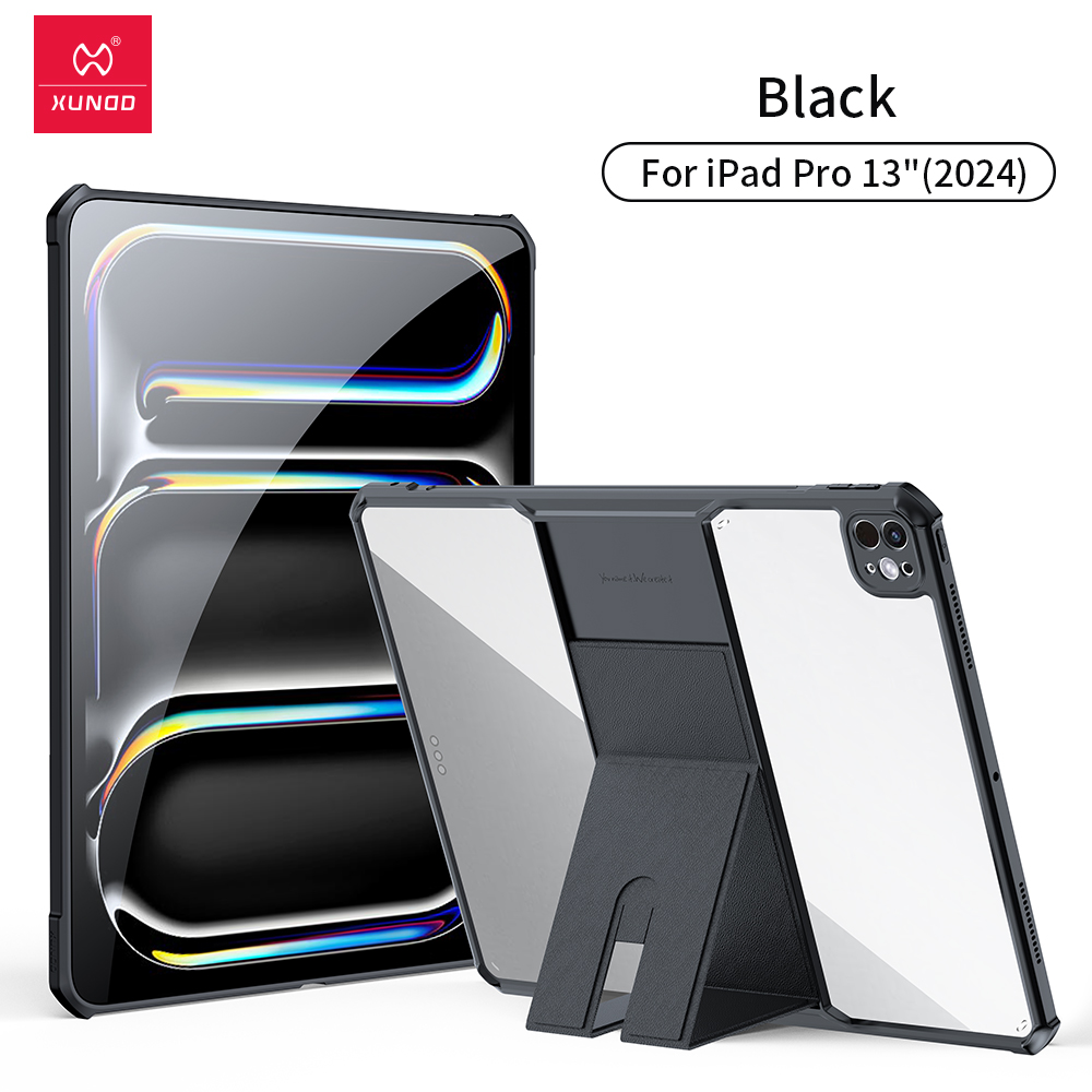 Xundd For iPad Pro 11 inch 13 inch Tablet Cover For iPad Air 11 13 Case with Folding Invisible Magnetic Bracket Holder Case: black