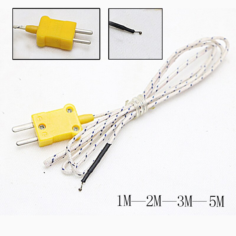 Línea de medición de temperatura tipo K Junejour, línea de medición de temperatura de 1/2/3/5M de largo, cable para termopar, sonda del Sensor, línea de medidor multímetro