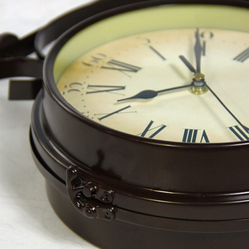 1Stck Neue Europäischen Stil Jahrgang Uhr innovativ Moderne Doppelseitige Wanduhr Schmiedeeisen Hause Dekoration