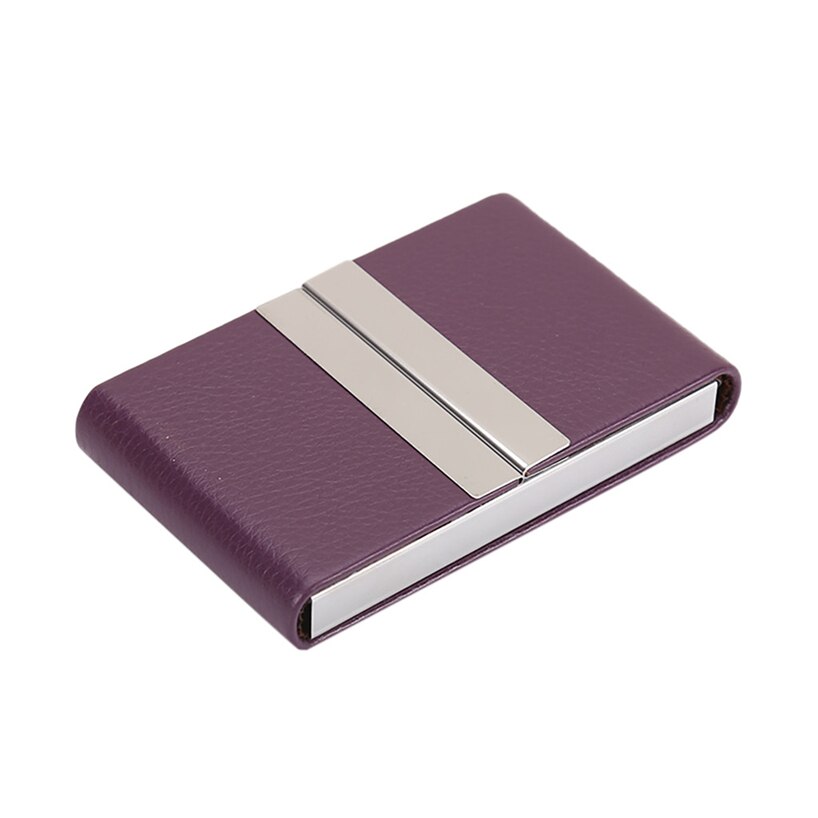 Funda abatible de Metal de cuero PU aeliciy funda de tarjeta de crédito de doble apertura caja de paquete mujeres hombres tarjeta de visita ID titular de la tarjeta Case0: PP