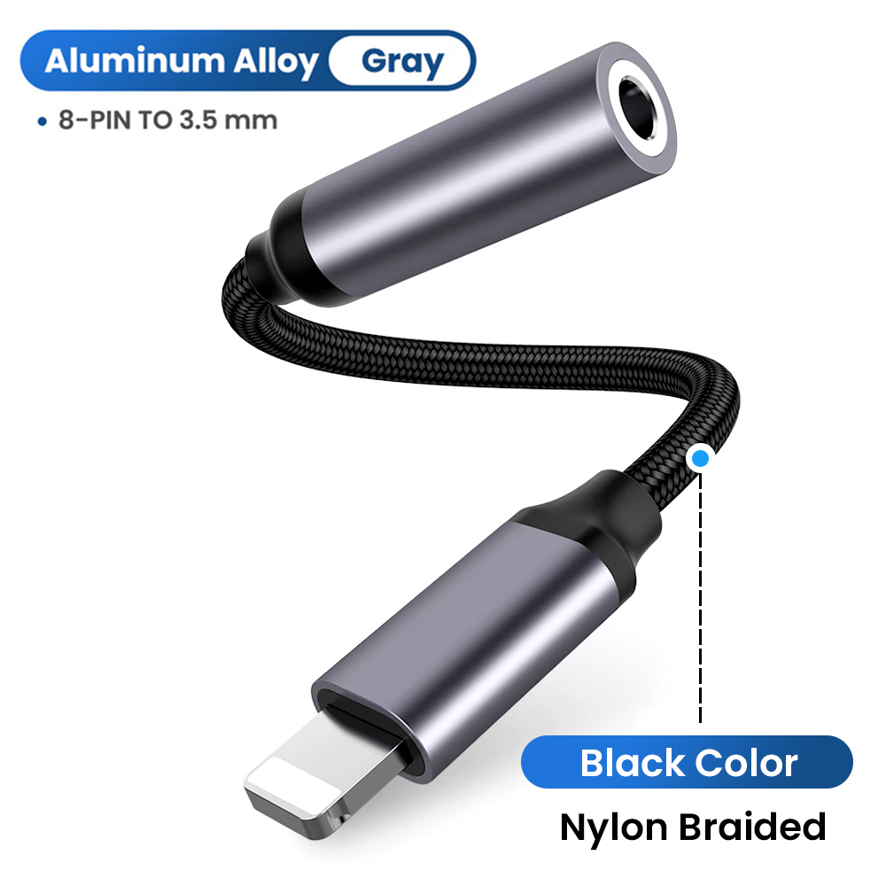 Adapter kabla AUX do iPhone'a na 3 5 MM Adapter do iPhone'a 12 13 14 Pro Złącze słuchawkowe Rozdzielacz audio akcesoria do telefonu: Grey
