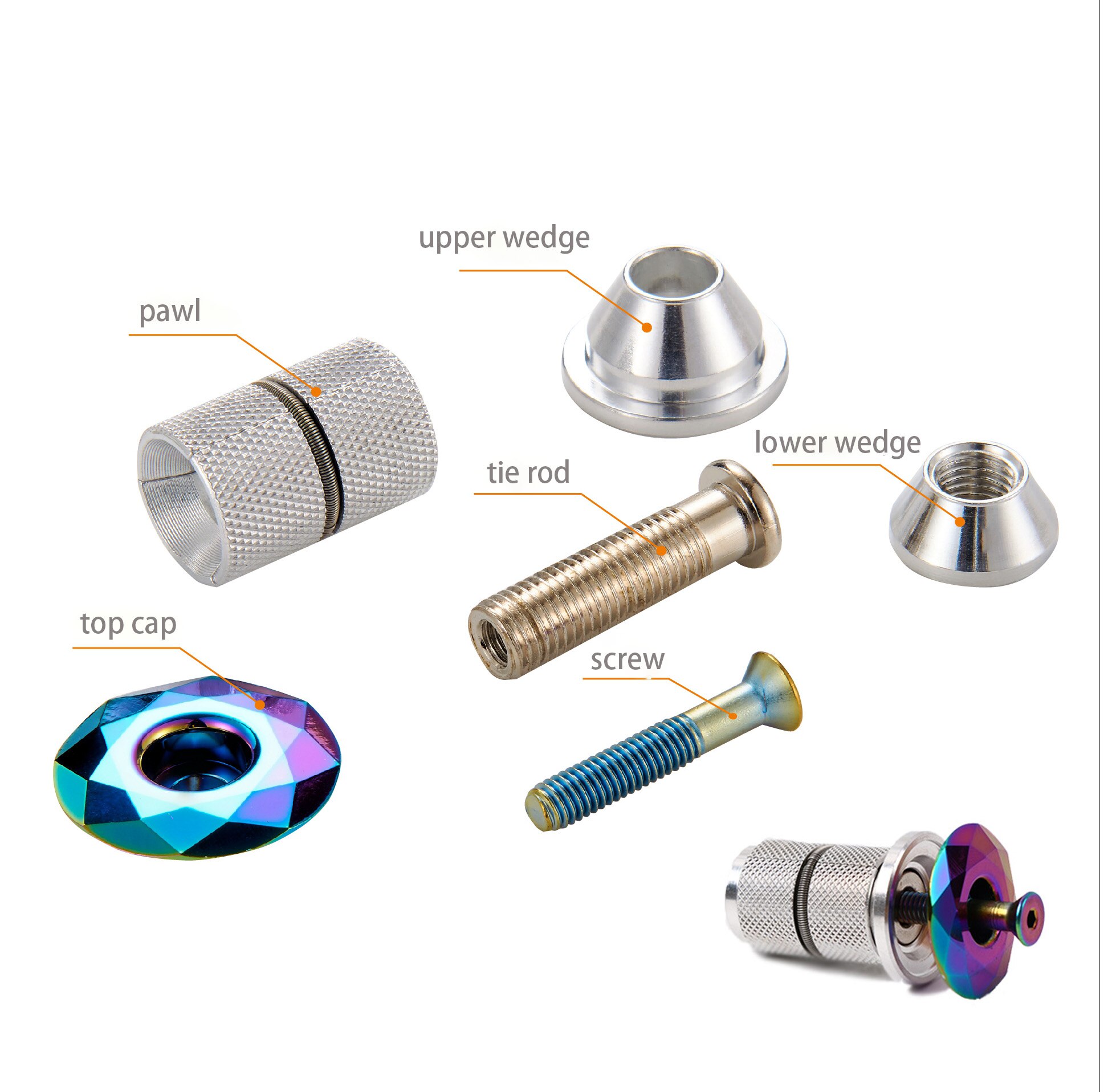 Krsec 1-1/8 " mtb ekspander tophætte aluminiumslegering landevejscykelexpander titaniumbelagt topkapsel til 28.6mm gaffelcykeldele også